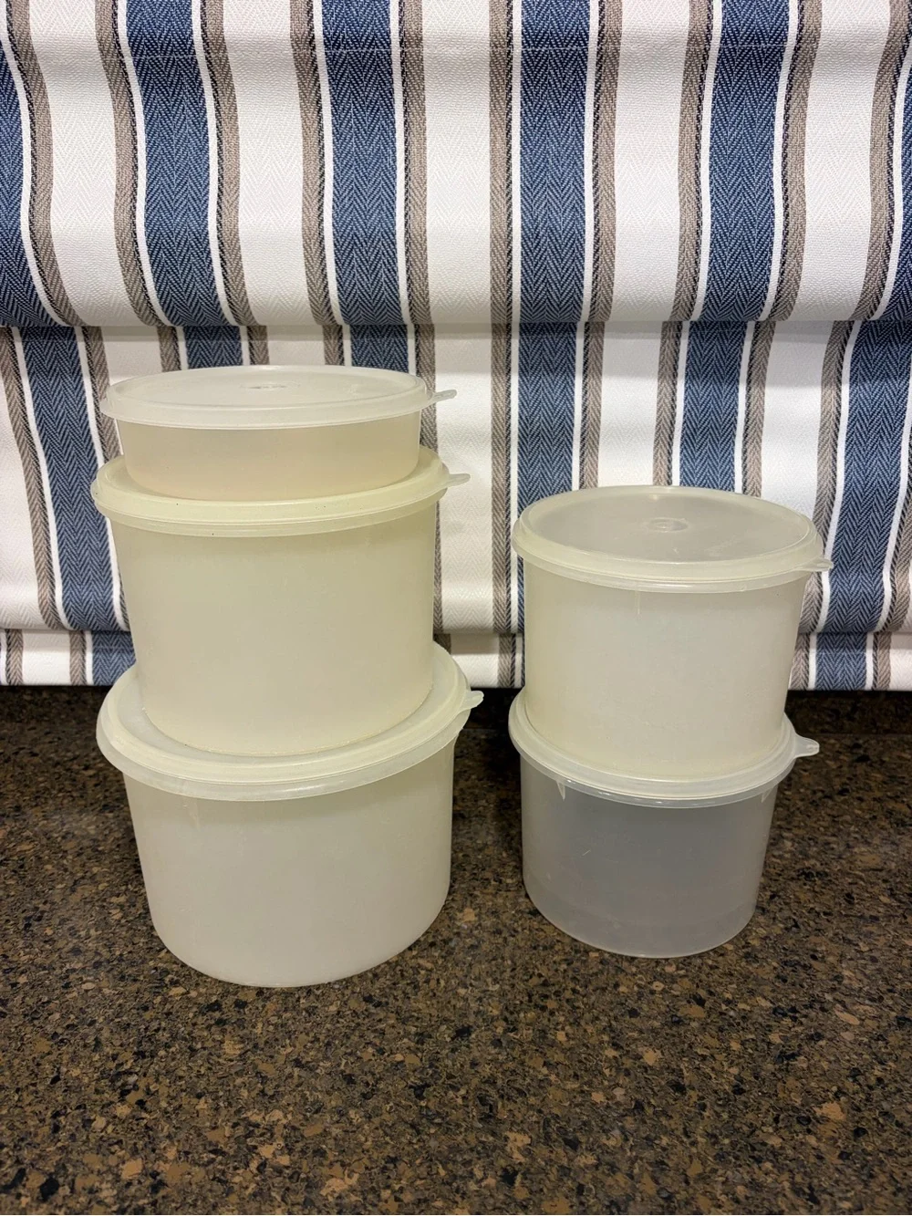 Vintage Tupperware – set of 5 stacking containers with lids.